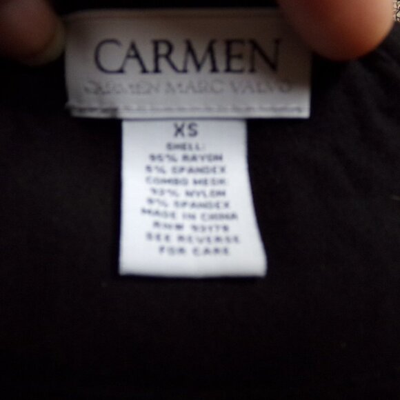 Carmen Carmen Mark Valvo Black Ruched Top with Epaulets at the shoulders - Picture 2 of 6